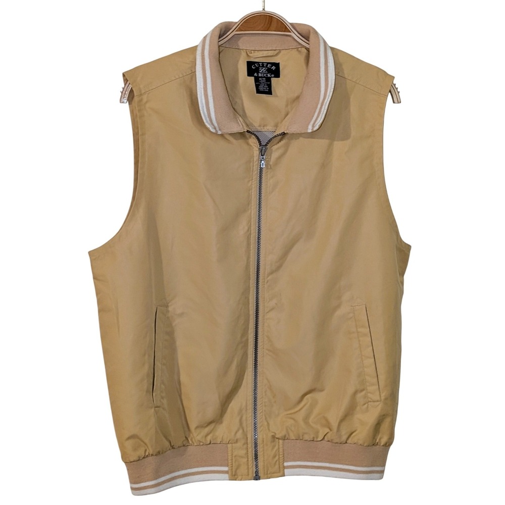 Cutter Buck Womens Medium Yellow Zip Up Golf‎ Vest Lightweight Casual Collar